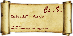 Csiszár Vince névjegykártya